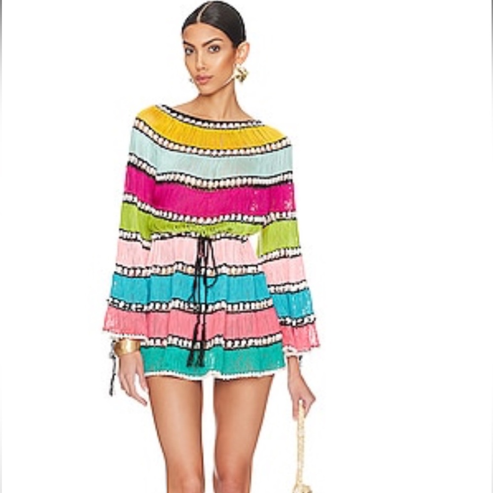 My Beachy Side Rainbow Crochet Mini Dress/Coverup